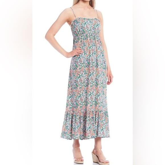 Chelsea & Violet Dresses & Skirts - C&V Chelsea & Violet Boho Floral Midi Ruffle Dress W/Cut-Out Back